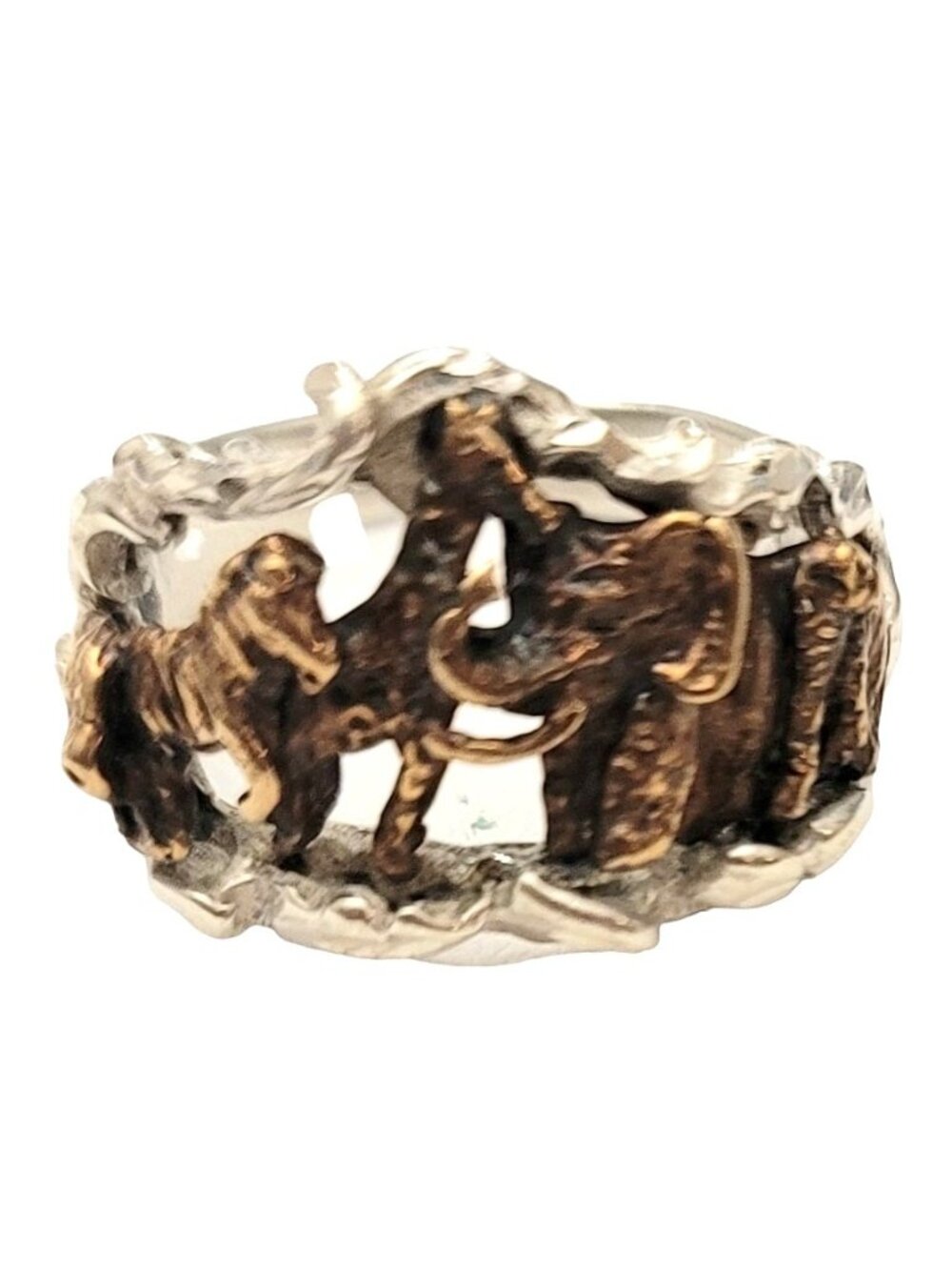 OTT Sterling Silver And Gold Tone Safari Animal Figural Ring Size 7.5, M1018